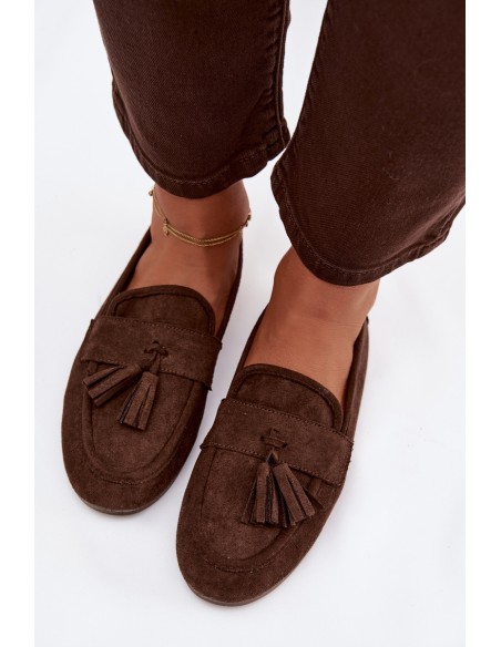 Women's Flat Loafers with Fringes Chocolate Marilisse