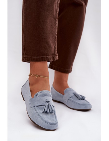 Moteriški plokščiapadžiai mokasinai su kutais, mėlyni „Marilisse“