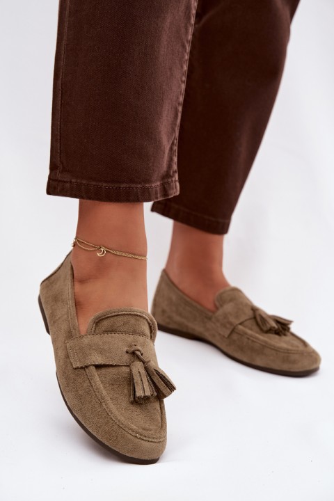 Women's Flat Loafers with Fringes Green Marilisse
