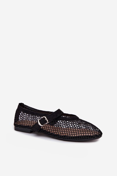 Mesh Ballerinas with Strap Black Pherina 2