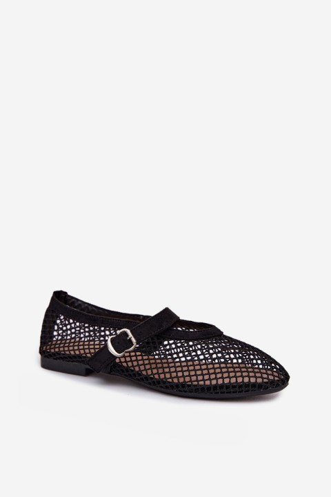 Mesh Ballerinas with Strap Black Pherina