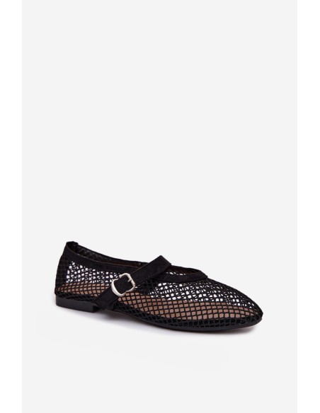 Mesh Ballerinas with Strap Black Pherina