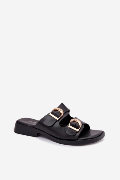 Women's Slippers With Golden Clamps Black Danelle 2