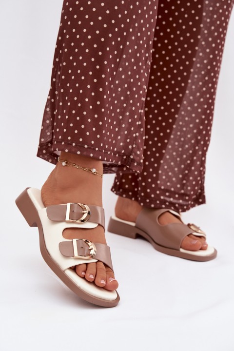 Damen slippers with gold clips Beige Danelle