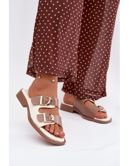 Damen slippers with gold clips Beige Danelle
