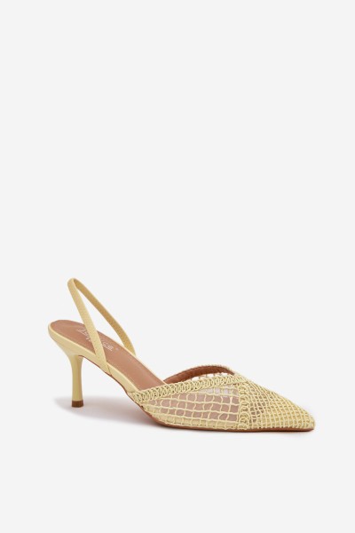 Woven Sandals on Heel Yellow Hanelis 2