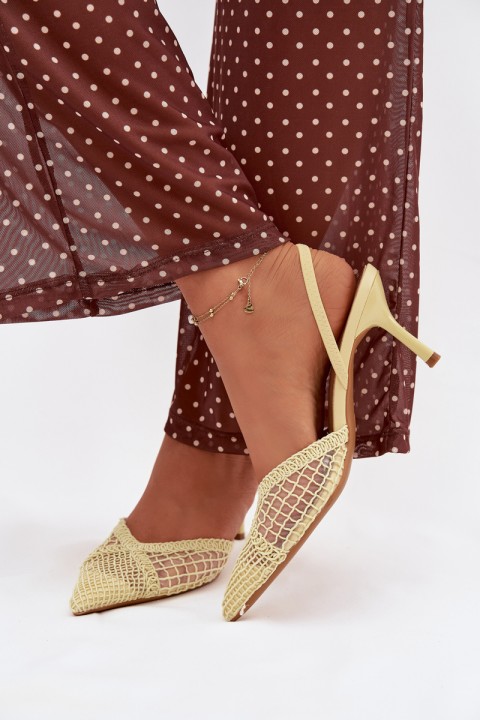 Woven Sandals on Heel Yellow Hanelis