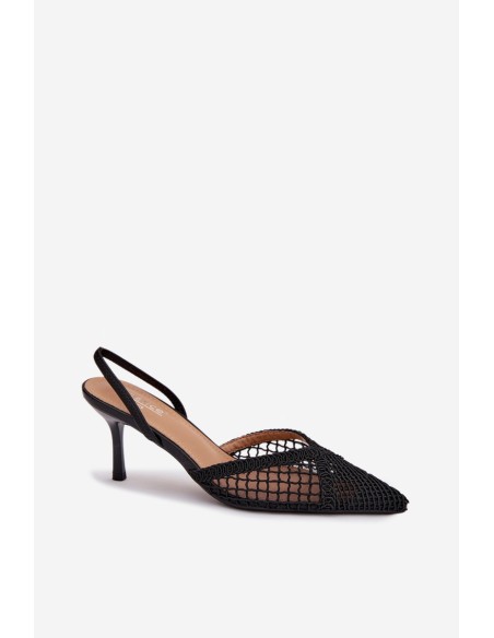 Woven Sandals on Heel Black Hanelis