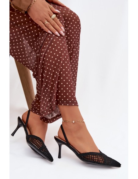 Woven Sandals on Heel Black Hanelis