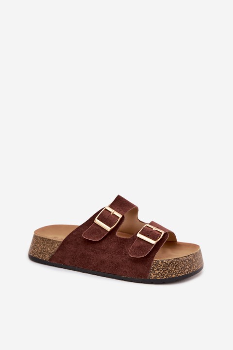 Women's Slippers on Cork Platform with Gold Clamps Tovessa