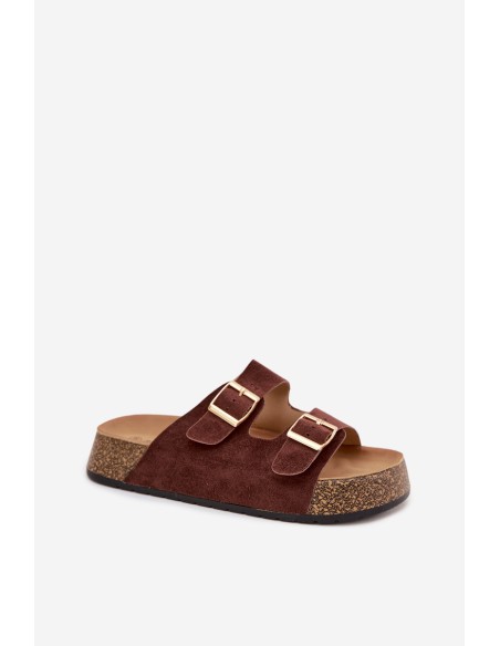 Women's Slippers on Cork Platform with Gold Clamps Tovessa