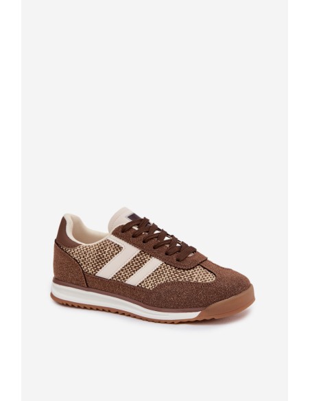 Buty Sportowe Sneakersy Damskie Brązowe Soretta