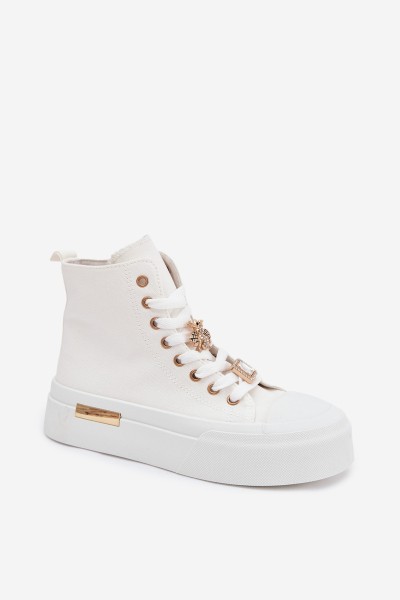Womens Platform Sneakers With Patches White Gracella 2