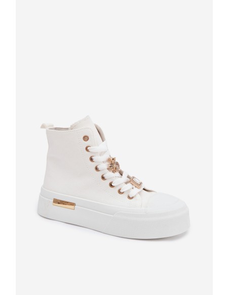 Womens Platform Sneakers With Patches White Gracella