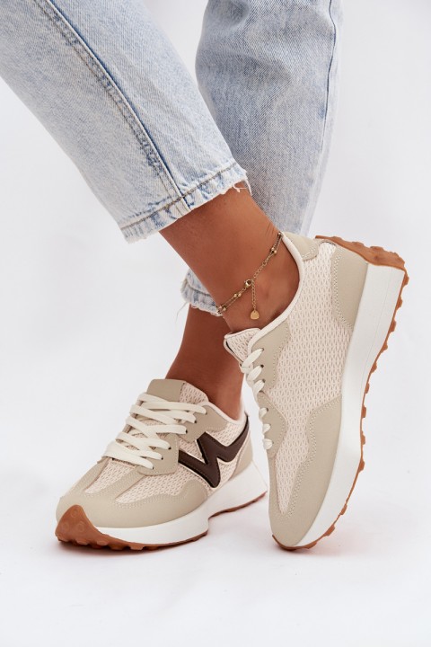 Women's Beige Platform Sneakers Janelora