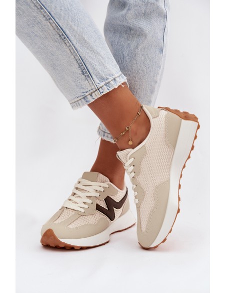 Women's Beige Platform Sneakers Janelora