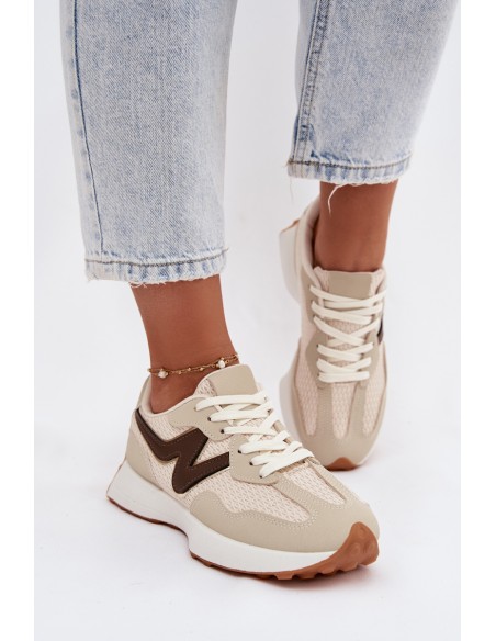 Women's Beige Platform Sneakers Janelora