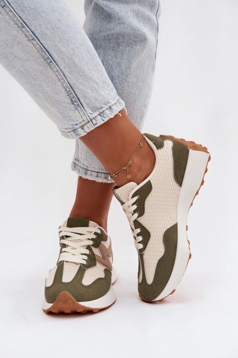 Moteriški sportiniai bateliai ant platformos žali Janelora