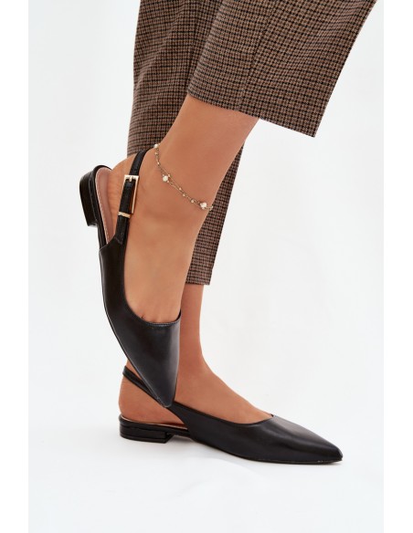 Iverelle Black Ballerinas with Gold Buckle