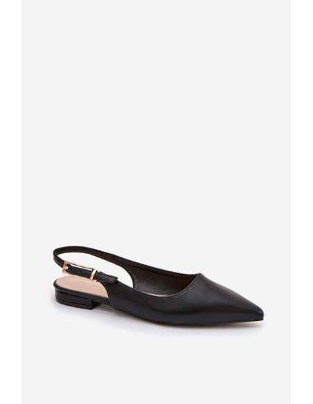 Iverelle Black Ballerinas with Gold Buckle