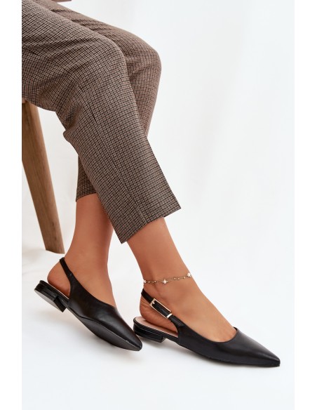 Iverelle Black Ballerinas with Gold Buckle