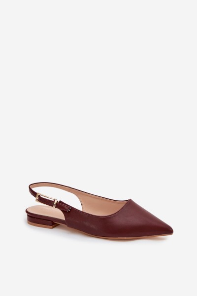 Iverelle Burgundy Ballerinas with Gold Buckle 2