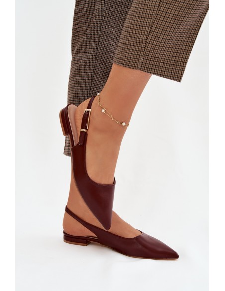 Iverelle Burgundy Ballerinas with Gold Buckle