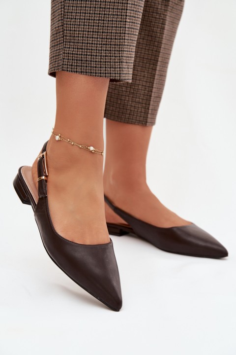 Iverelle Chocolate Ballerinas with Gold Buckle