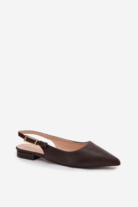 Iverelle Chocolate Ballerinas with Gold Buckle