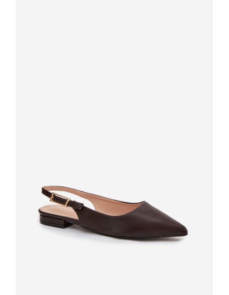 Iverelle Chocolate Ballerinas with Gold Buckle