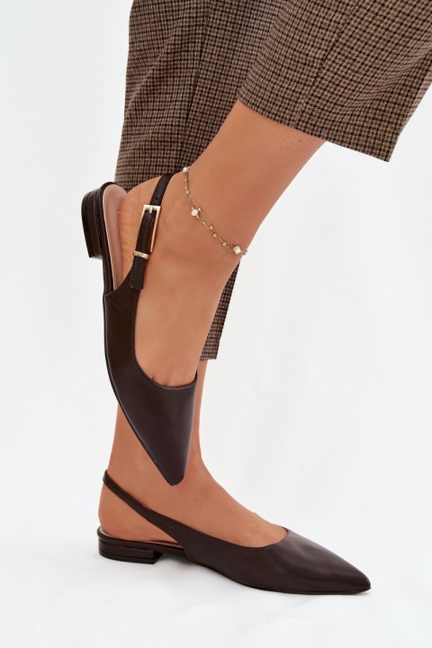 Iverelle Chocolate Ballerinas with Gold Buckle