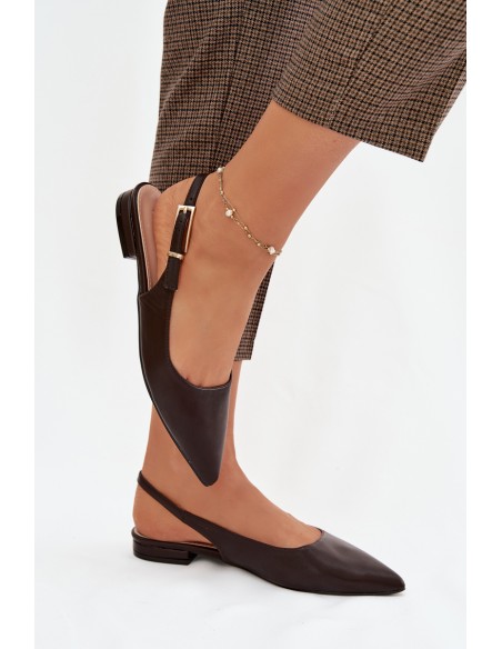 Iverelle Chocolate Ballerinas with Gold Buckle