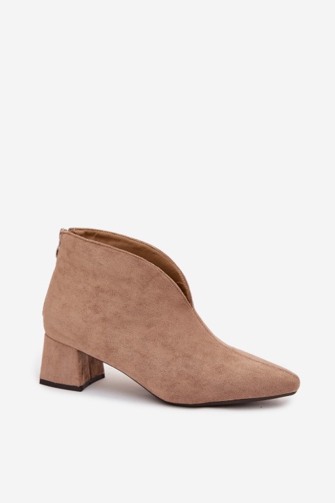 Women's Block Heel Beige Ankle Boots With Stitching Darlisse