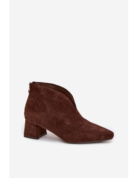 Women's Block Heel Ankle Boots with Stitching Chocolate Darlisse