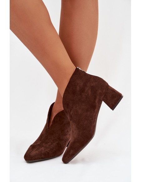 Women's Block Heel Ankle Boots with Stitching Chocolate Darlisse