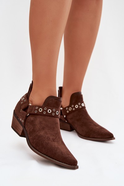 Women's Chunky Boots with Cutouts and Straps Vannessae