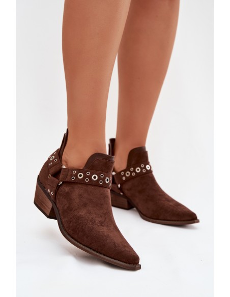 Women's Chunky Boots with Cutouts and Straps Vannessae