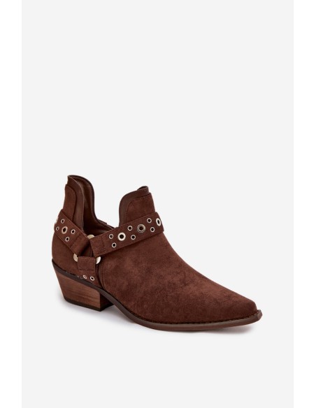 Women's Chunky Boots with Cutouts and Straps Vannessae