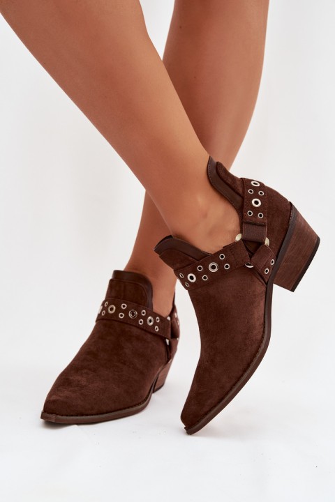 Women's Chunky Boots with Cutouts and Straps Vannessae