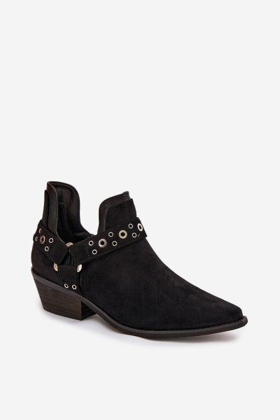 Women's Ankle Boots with Cutouts and Straps Black Vannessae 2