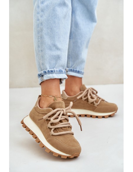 Sportiniai bateliai su platforma iš ekologiškos zomšos, rudi Riadella