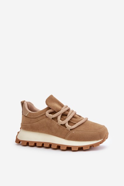 Sport Shoes Sneakers On Platform Made Of Eco Suede Brown Riadella 2
