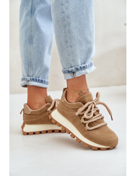 Sportiniai bateliai su platforma iš ekologiškos zomšos, rudi Riadella