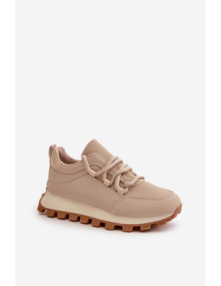 Sports Shoes Sneakers On Platform Made Of Eco Leather Beige Riadella