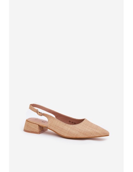 Austos moteriškos basutės su subtiliu kulnu smėlio spalvos „Jorela“