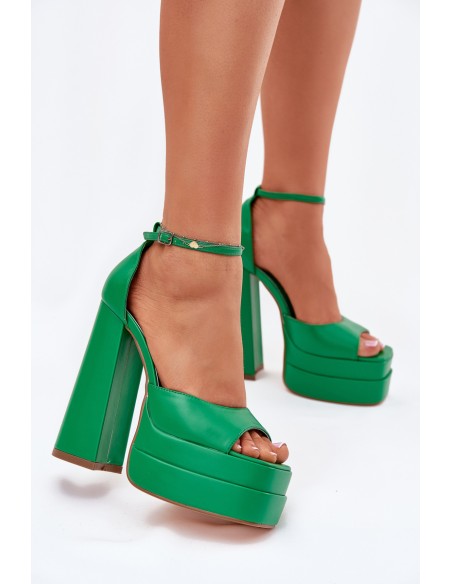 Women's Sandals On Heels And Platform Green Beloria