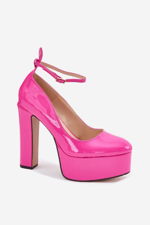 Lacquered High Heeled Pumps With Platform Pink Nianka