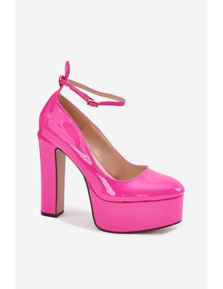 Lacquered High Heeled Pumps With Platform Pink Nianka