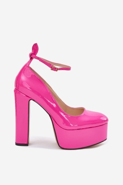 Lacquered High Heeled Pumps With Platform Pink Nianka 2