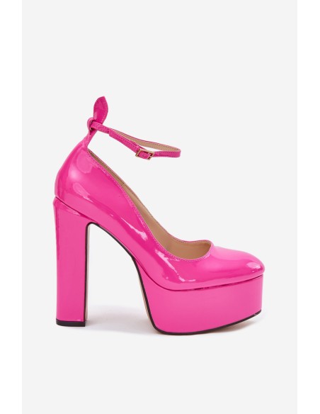 Lacquered High Heeled Pumps With Platform Pink Nianka